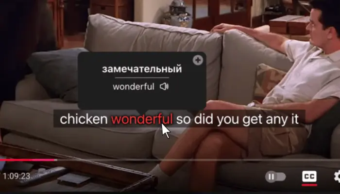 Chrome extension interface in use